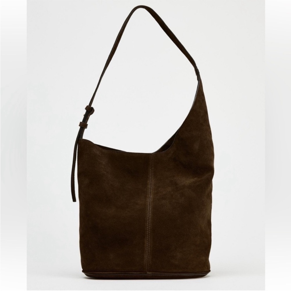 Zara Asymmetric Soft Suede Shoulder Bag - Picture 1 of 4